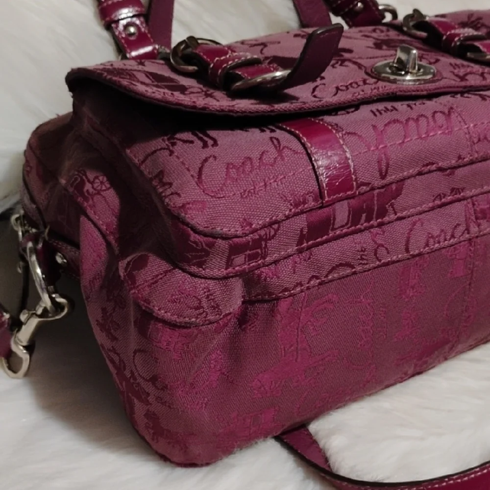 SOLD SOLD SOLD!oach Chelsea Horse & Carriage Vintage Maroon Satchel & Wallet Set - Picture 5 of 14